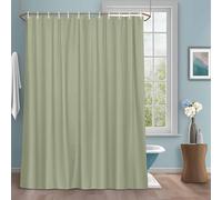 Sage Green Shower Curtain with 12 Hooks Solid Color Waterproof Fabric Shower Curtains Sets for Bathroom Bath Decorations, Machine Washable, 66"x72"