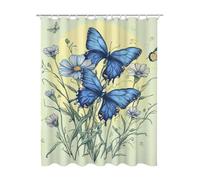 Sage Green Shower Curtains for Bathroom, Extra Long Shower Curtain 240x200, Butterfly Bathroom Curtains Weighted Hem, Waterproof Polyester Fabric with 12 Plastic Hooks for Bath, Gifts for Women -7160