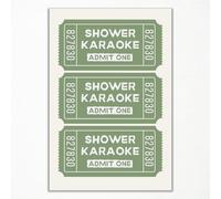 Sage Green Shower Karaoke Wall Art, Trendy Admit One Ticket Canvas Poster, Funny Bathroom Wall Art Print, Cute Quotes Wall Decor for Restroom Guestroom 12x16in Unframed