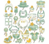 Sage Green Shower Party Photo Booth Props 25PCS Greenery Shower for Decoration Boho Photo Booth Props Kit Party Favors Pose Sign Kit Fun