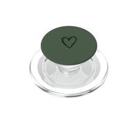 Sage Green - Simple Hand Drawn Heart Outline Aesthetic PopSockets PopGrip for MagSafe