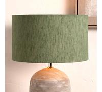 Sage Green Slubbed Faux Silk Gold Lined Cylinder Shade for Table Lamp Ruma Green 14 inches