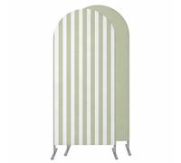 Sage Green Striped Arch Backdrop Cover 5 FT,Spandex Wedding Arch Stand Covers Stretchy Backdrop,Modern Farmhouse Sage Green White Stripes Round Top Party Arched Background for Birthday Baby Shower
