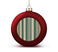 Sage Green Stripes Christmas Tree Ornaments 4CM Shatterproof Pc Plastic Balls with Lanyard Baubles Hanging Christmas Ball Ornaments for Xmas Tree Holiday Party Wedding Home Decorations