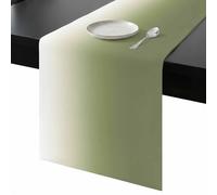 Sage Green Table Runner 70 Inches Long, and Beige Ombre Color Gradient Washable Table Runners Heat-Insulation Kitchen Dining Table Decorations for Home Party Decor, 13"x70"