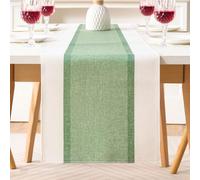 Sage Green Table Runner Soft Cotton Linen Modern Stripes Table Runner Water Proof Outdoors Design Farmhouse Style For Holiday Parties Wedding Events Dinner Home Decor