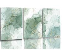 Sage Green Wall Art Green Gold Marble Canvas Wall Art Prints Water-Shaped Flow Wall Decor, Abstract Paintings Poster Modern Home Decor Boho Style For Living Room Bedroom Office Gallery Set Of 3