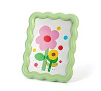 Sage Green Wavy Scalloped Frame, Double Layer Floral Decor Picture Frame | Cute Vintage Floral Frame For 4x6 Pictures, Supports Tabletop & Wall Display. Perfect Home Decor Gift For Friends