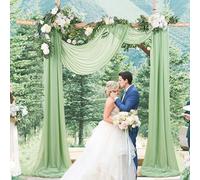 Sage Green Wedding Arch Drapes 2 Panels 6 Yards Sheer Backdrop Curtains for Parties Ceiling Wedding Arch Ceremony Draping Fabric Decor