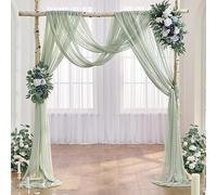 Sage Green Wedding Drapes - Chiffon Arch Drapes for Ceremony & Party - 6 Yards, 2 Panels