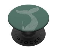Sage Green Whale Fin Orcas Rescue Orca Sea Animal Whale PopSockets Adhesive PopGrip