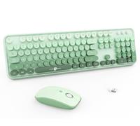 Sage Green Wireless Keyboard and Mouse Combo,Cute Round Keys,for PC Laptop