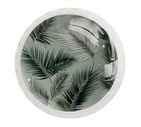 Sage Green with Tropical Palm Leaves Round Crystal Drawer Dresser Knobs Set of 12, Door Cupboard Wardrobe Hardware Knob with Screws, Home Office Nursery Decor