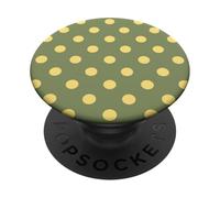 Sage Green Yellow Big Polka Dot Boho Vintage Aesthetic Girly PopSockets Adhesive PopGrip
