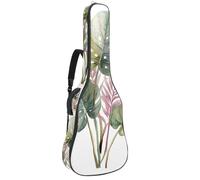 Sage Greens Monstera Leaf with Palm Fronds Guitar Bag, Padded Acoustic Guitar Case Backpack with Adjustable Shoulder Strap Pockets