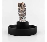 Sage Holder, Joyfulmap Sage Bundle Smudge Bowl, 1.6in/4cm Large Hole Diameter Ceramic Incense Holder, Smudge Ash Catcher for Burning Sticks, Candle, Palo Santo, Sage(Black