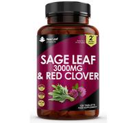 Sage Leaf & Red Clover Tablets For Menopause - 120 Potent 3000mg Vegan