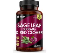 Sage Leaf & Red Clover Tablets for Menopause - 3000mg High Strength Perimenopause Supplements with Sage Leaf and Red Clover Menopa