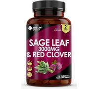 Sage Leaf & Red Clover Tablets for Menopause - 3000mg High Strength Perimenopause Supplements with Sage Leaf and Red Clover Menopause Supplements - Vegan 120 Tablets Made in UK By New Leaf