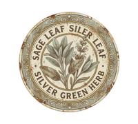 Sage Leaf Silver Green Herb Metal Tin Sign