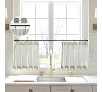 Sage Linen Kitchen Curtains 18 inch Length Pinch Pleat Cafe Curtains