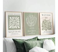 Sage Matisse Wall Art Poster, Green High quality Wall Art Set Of 3,Minimalist Botanical Room Decor, Canvas Prints,Art Poster Wall Posters Unframed (green,40x50cm)