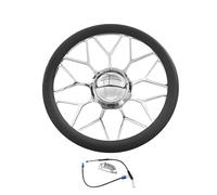 SAGE PERFORMANCE 14" ‘Mesh’ Style Billet Aluminum Steering Wheel, Black Leather Half Wrap with 9-Bolt Dish Design & Mirror-Polished Chrome Horn Button, Fits Most 1967-94 GM Cars