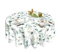 Sage Round Tablecloth Leaves Green Watercolor Table Cloth 60 Inch Washable Reusable for Home Parties Indoor Dinner Outdoor Picnic Kitchen Dining Decor