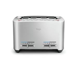 Sage - The Smart Toast - 4-Slice Toaster, 2000 W - Extra Wide Slots, 5 Browning Levels, Automated Lowering, Easy to Clean - Frozen, Crumpet, Lift & Look - Bagel, Toast, Bread - Brushed Aluminium