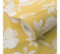Sage Yellow Floral Textured Vinyl Wallpaper Scrubbable Paste The Wall Erismann