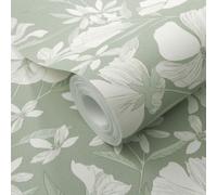 Sage Yellow Floral Textured Vinyl Wallpaper Scrubbable Paste The Wall Erismann