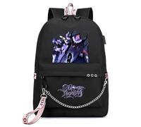 Sageam Unisex Anime Solo Leveling Backpack Casual Daypacks with USB Charging Port Classic School Bags with keychain for Students
