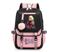 Sageam Unisex Anime Solo Leveling Backpack with USB Charging Port Laptop School Bag Daypacks with Kawaii Pendant for Teens Girls Women Students