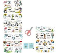 SAGEBIO 2026 World Cup Football Fan Face Tattoo Stickers Style B, 12pcs/Pack with 1 Remover Wipe & 1 Scissor, 6 * 16CM