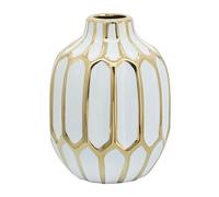 Sagebrook Home Bud Ceramic Vases Decorative Ceramic Flower Vase Accent Piece, Living Room, Bathroom, Office and Bedroom Décor, Special Occasion Flower Arrangement Centerpiece, 8" White/Gold