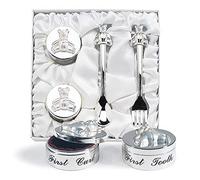 SAGEFINDS Keepsake Baby Tin Storage Box and Silverware Set - Vintage Metal Storage Box - Small, Waterproof, Lift-Off Lid