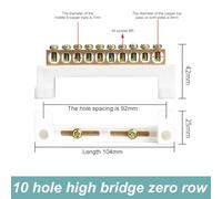 SageFurned 10 Holes Copper Ground Terminal Row with Screws for Distribution Cabinet, Neutral Bar with Shelf for Easy Installation