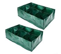 SageFurned 2 Pack PE Grid Planting Bags, Six-Gear Grow Boxes with Efficient Drainage for Vegetables Herbs, Space Saving Garden Beds for Balcony Patio Outdoor Use, Green 90x60x25cm