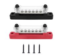 SageFurned 2Pcs 12V-48V 150A Power Distribution Block with 6 Studs M6 Battery Bus Bar for Car, Marine, Truck and Solar Systems, Positive and Negative Included