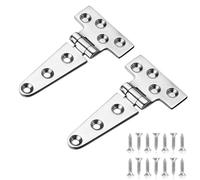 SageFurned 2PCS 316 Stainless Steel T Hinges for Boat Hatches - 150x75mm Marine Hardware, Heavy Duty Cast Hinges with 14 M5 Screws, Smooth & Quiet Operation, Silver
