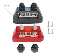 SageFurned 2PCS Dual Stud Bus Bar Power Distribution Block 250A 12-48V for Automotive and Marine Use with Protective Covers, Red/Black