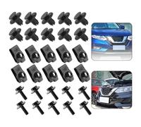 SageFurned 30Pcs Engine Undertray Cover Clips for Nissan Qashqai 2014-2020, Black Metal Bolt with Fixed Nut Clamps, Compatible with Car Splash Guards & Mud Flaps Exterior Parts