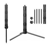 SageFurned Aluminum Alloy Camping Light Tripod with Lantern Hook, Portable Lamp Stand for Outdoor Use, Compatible with M6 1/4 Thread, 14.8-17cm Height, Black