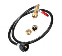 SageFurned Brass Propane Refill Adapter with Gauge for 1 lb Bottles, Heavy Duty Transfer Hose with Switch Valve, Type 1 to 1-Pound Tank Filler for Outdoor BBQ(4FT set)