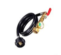 SageFurned Brass Propane Refill Adapter with Gauge for 1 lb Bottles, Heavy Duty Transfer Hose with Switch Valve, Type 1 to 1-Pound Tank Filler for Outdoor BBQ(6FT)