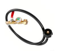 SageFurned Brass Propane Refill Adapter with Gauge for 1 lb Bottles, Heavy Duty Transfer Hose with Switch Valve, Type 1 to 1-Pound Tank Filler for Outdoor BBQ(4FT)
