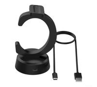 SageFurned C-Shape Charging Station for Fitbit Air - Compact ABS Charger Black 12.5 x 7 x 7 cm Smartwatch Base