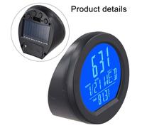 SageFurned Digital Car Clock with Solar Power and Battery Backup, LCD Thermometer Display with Automatic Backlight and Vibration Sensor, Green