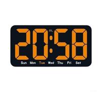 SageFurned Digital Wall Clock with LED Display for Date Week Temperature and Alarm - Adjustable Brightness with Dual Power Options for Bedroom Office(orange)