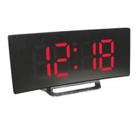 SageFurned Electronic Mirror Alarm Clock with Curved LED Screen, Quiet Function, Time and Temperature Display, Snooze Button, White/Red/Green, for Office and Home